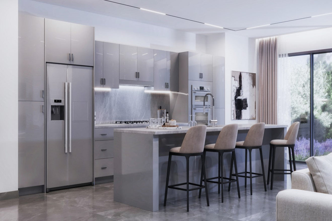 Gloss Gray Cabinets